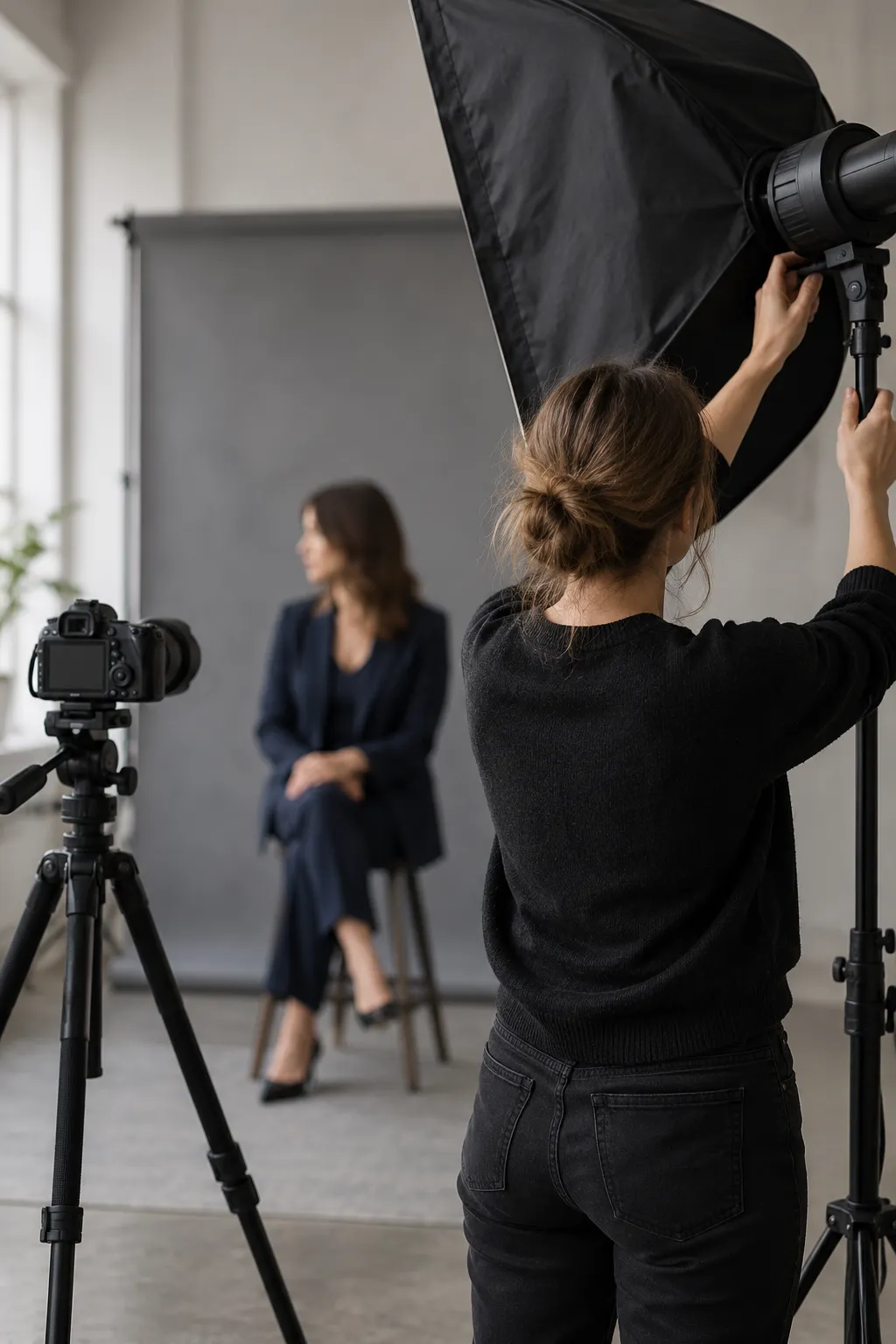 Sesión de fotografía corporativa de retrato ejecutivo en oficina